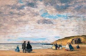 La Promenade Sur La Plage by Eugene Boudin
