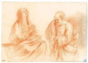 Saint peter weeping in the presence of the madonna by Giovanni Francesco Barbieri