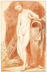 A naked girl posed as a water-nymph by Jean Baptiste Greuze