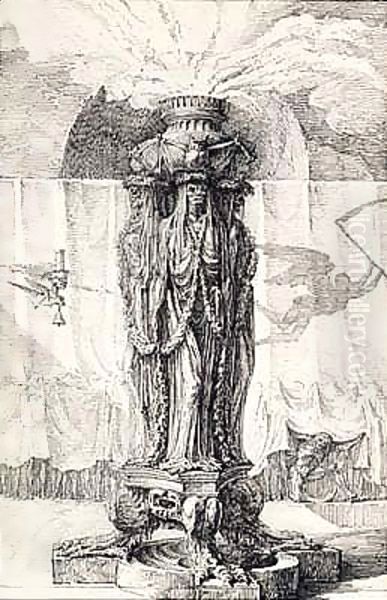 A funerary torchere of skeletons and bats - view 1