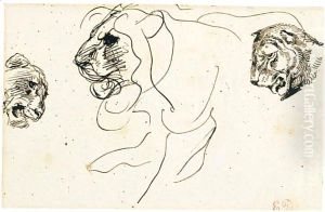 Pen And Brown Ink by Eugene Delacroix