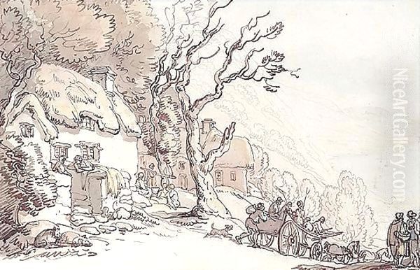 Haymakers Passing A Coastal Village In The West Country - view 1