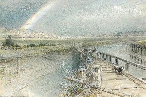 Arundel From Ford Railway Bridge by Albert Goodwin