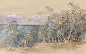 The Citadel From Above The Village Of Ascension, Corfu by Edward Lear