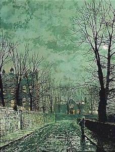 Moonlight Study - Old English House by John Atkinson Grimshaw