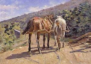 On the tow-path by Theodore Robinson
