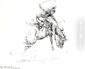 Russell With Skull 1899 by Charles Marion Russell