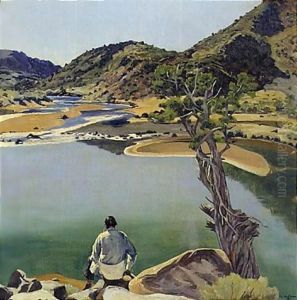 Mirrored lake desert