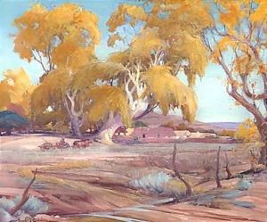 Taos landscape by Ira Diamond Gerald Cassidy