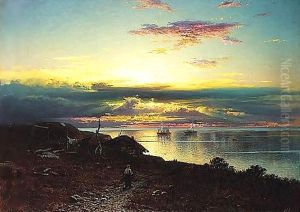 Sunset on the bay by Rufim Gavrilovitch Sudkovsky