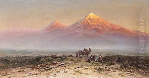 Caravan halt in the caucasus - view 1