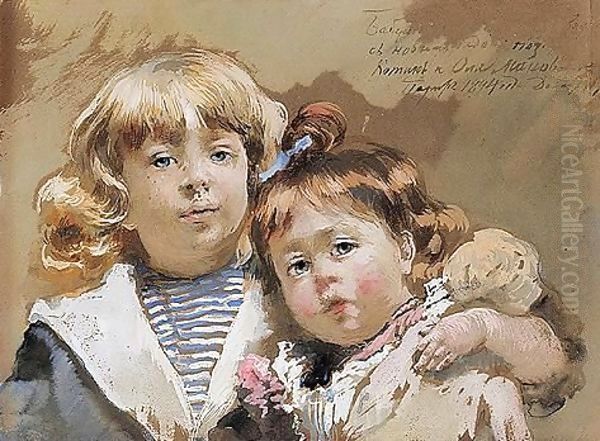 New Year 1894 Katya And Olga Makovsky - view 1