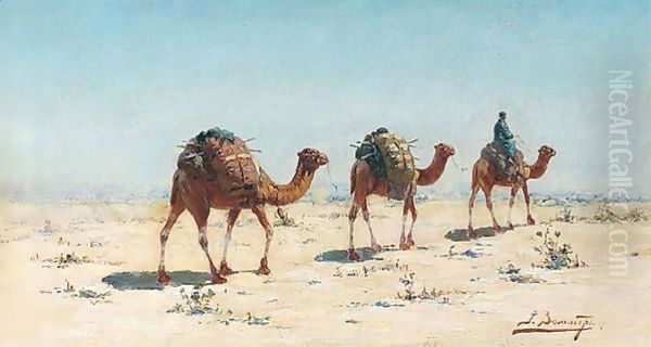 Camels in the desert - view 1