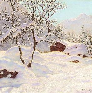 Mountain cabin under snow by Ivan Fedorovich Choultse