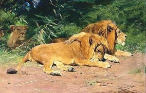 Ruhende Lowen (Lions At Rest) by Wilhelm Kuhnert