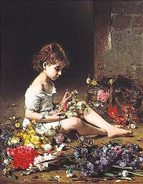 Young Girl With Flowers - view 1