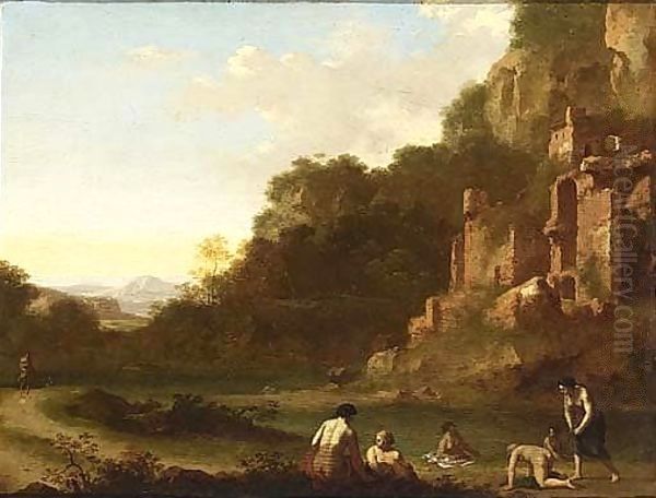 Nymphs Bathing In A Landscape With Ruins - view 1
