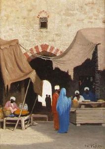 Entree De Bazaar A Alexandria, Egypt and Le Casbah Au Caire A Pair by Charles Theodore Frere