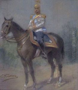 Tsar Nicholas II On Horseback by Konstantin Egorovich Egorovich Makovsky