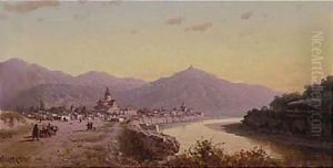 View Of A Town In The Caucauses by Pyotr Petrovich Vereschagin