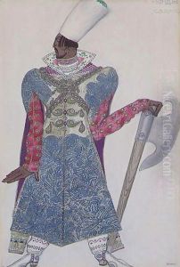 Design For Four Bodyguards Of The Sea-king In Sadko by Leon Samoilovitch Bakst
