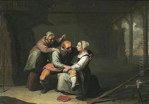 An interior with a procuress, an old man and a girl An interior with a procuress, an old man and a girl