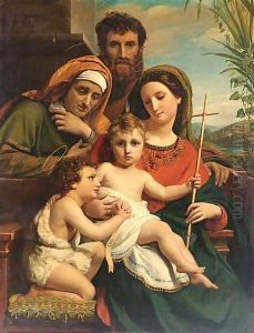 The Holy Family With Saint John The Baptist And Saint Elisabeth by Francois-Joseph Navez