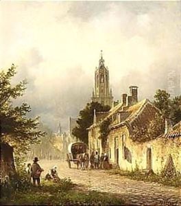 Travellers In The Streets Of A Dutch Town