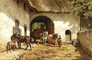 Feeding The Horses by Willem Carel Nakken