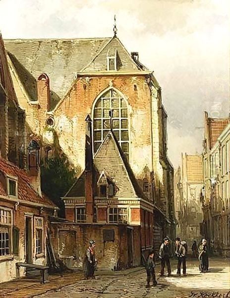 Villagers Conversing In The Streets Of A Dutch Town - view 1