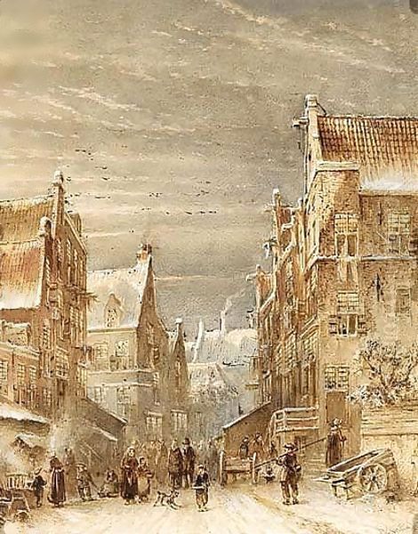 A Snowy Street In A Dutch Town - view 1