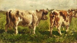 Cows In A Field by Willem Roelofs