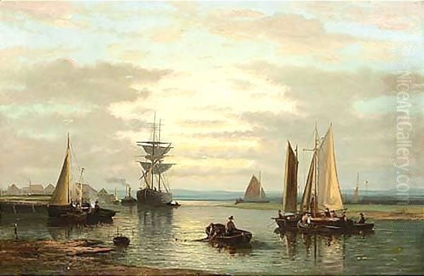 Sailing Vessels In A River - view 1