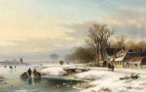 A Winter Landscape With Skaters On The Ice