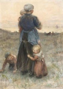 Waiting For Father's Return by Bernardus Johannes Blommers