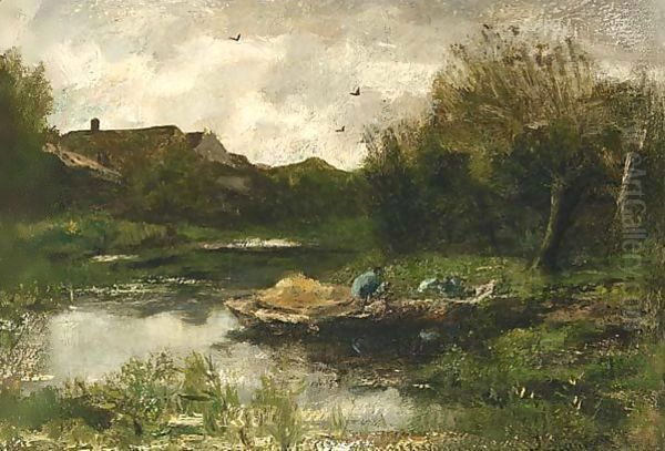 A Landscape With A Farmer In A Barge - view 1