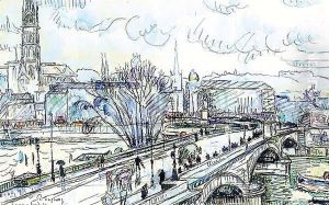 Le pont corneille sous la pluie by Paul Signac