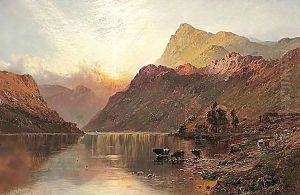 At Sunset Loch Awe N.B. by Alfred de Breanski