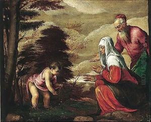 The Infant Saint John The Baptist Taking Leave Of His Parents by Jacopo Bassano (Jacopo da Ponte)