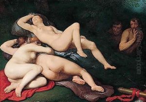 Diana Sleeping With Her Nymphs, Spied On By Satyrs by Cornelis Cornelisz Van Haarlem