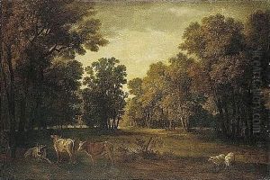 A Pastoral Landscape With Cattle And Sheep by Jean-Baptiste Oudry