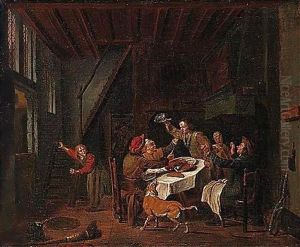 A Domestic Interior With A Family Quarreling Over A Meal A Domestic Interior With A Family Quarreling Over A Meal