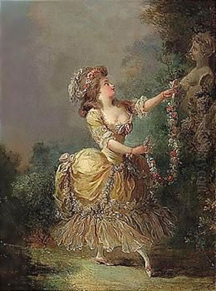 A Young Girl Adorning A Term Of Venus With A Garland Of Flowers - view 1