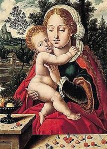 The Virgin And Child With Cherries And Other Fruit, In A Landscape Setting by Italian Unknown Master
