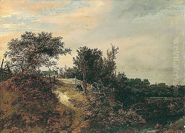 A Dune Landscape With Two Figures By A Fence - view 1