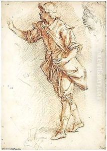 A Standing Figure, And A Separate Study Of His Head by Bernardino Barbatelli Poccetti
