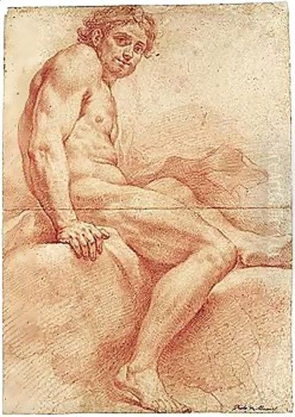 Study Of A Seated Male Nude - view 1