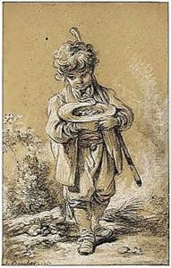Young Boy Holding A Bird's Nest In His Hat by Francois Boucher