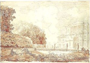View Of The Villa Aldobrandini At Frascati, Seen From The Garden by Hubert Robert