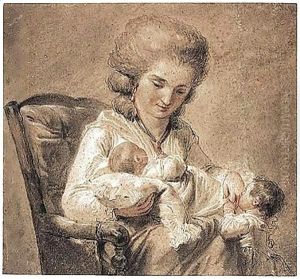 A Mother With A Baby In Her Arms And A Young Child